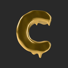 gold liquid alphabet.3D Rendering. 