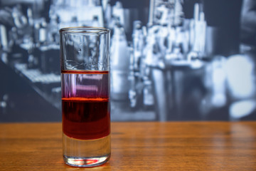 Boyarsky cocktail (layered shot vodka and grenadine)