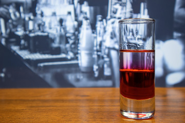 Boyarsky cocktail (layered shot vodka and grenadine)