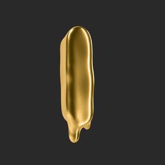 gold liquid alphabet.3D Rendering. 
