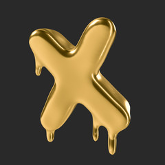 gold liquid alphabet.3D Rendering. 