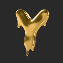 gold liquid alphabet.3D Rendering. 