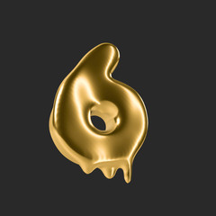 gold liquid alphabet.3D Rendering. 