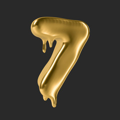 gold liquid alphabet.3D Rendering. 