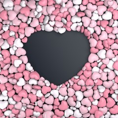 Group heart hearts with copy space heart shape for romantic Valentine and background concept and 3D rendering. - Illustration