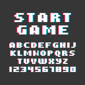 Pixel Retro Style Video Game Font. Vector