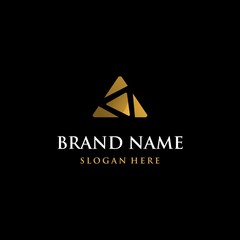 Letter A Golden Luxury Triangle Modern Business Logo