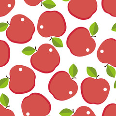 red apples seamless pattern on white background