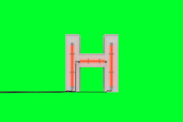 3dfont neon on green background 3d rendering