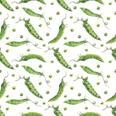 Watercolor floral pattern with sweet pea flowers. Flowers, leaves, pods and tendrils in a watercolour style.Elegant pattern for fashion prints for printing fabrics, paper, background, etc. - Illustrat