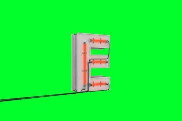 3dfont neon on green background 3d rendering