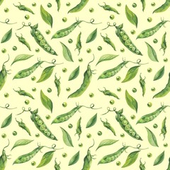 Watercolor floral pattern with sweet pea flowers. Flowers, leaves, pods and tendrils in a watercolour style.Elegant pattern for fashion prints for printing fabrics, paper, background, etc. - Illustrat
