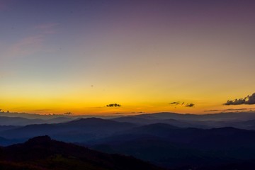 Sunset at Doi Chang Mub , Mae Fa Luang ,Chiang Rai , Thailand.