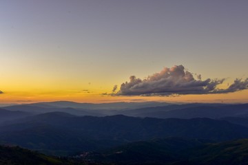 Sunset at Doi Chang Mub , Mae Fa Luang ,Chiang Rai , Thailand.