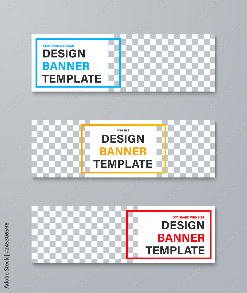 Poster Set of vector web banners with place for photo and color frames for text.