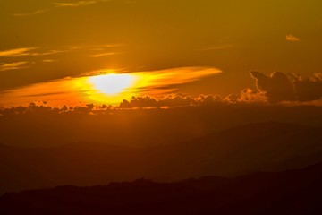 Sunset at Doi Chang Mub , Mae Fa Luang ,Chiang Rai , Thailand.