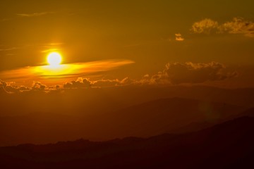 Sunset at Doi Chang Mub , Mae Fa Luang ,Chiang Rai , Thailand.