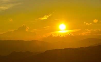 Sunset at Doi Chang Mub , Mae Fa Luang ,Chiang Rai , Thailand.