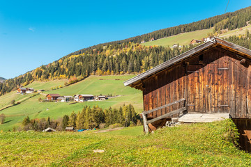 Wooden shed house in alpine village