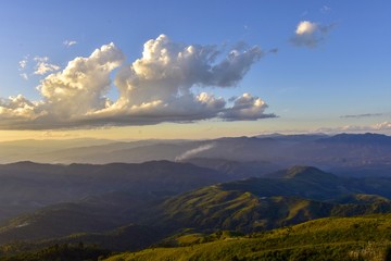 Sunset at Doi Chang Mub , Mae Fa Luang ,Chiang Rai , Thailand.