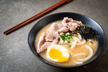 udon ramen noodles with pork soup