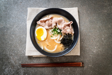 udon ramen noodles with pork soup