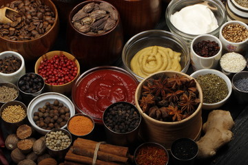 different spices background