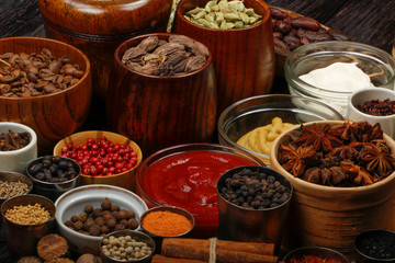 different spices background