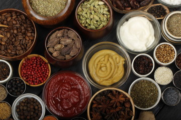 different spices background