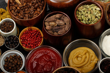 different spices background