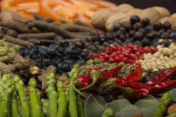 different spices background