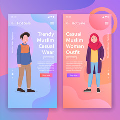 Fashion Sale Muslim Wear Mobile App Illustration Vector UI Design