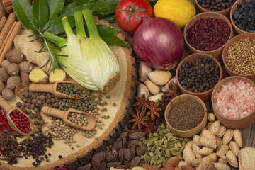 various spices background