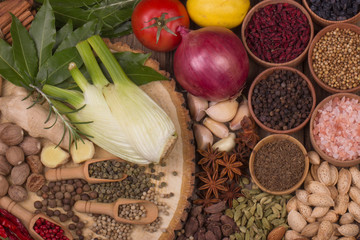 various spices background