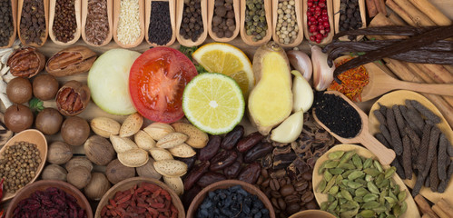 set of spices background banner