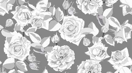 Seamless Floral Rose Pattern in Watercolor Style.