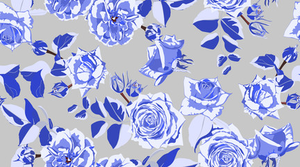 Seamless Rose Pattern in Vintage Style.