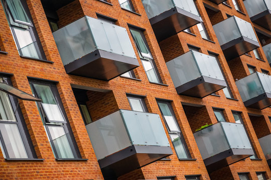 Pattern of modern mansion block around Hackney in London