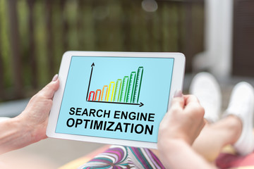 Search engine optimization concept on a tablet