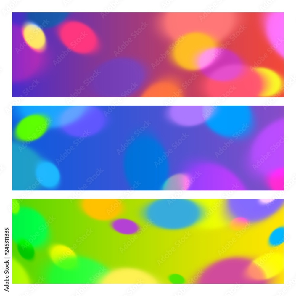Aufkleber vector colorful horizontal banners with bright shapes. abstract blurred texture for parties, celebra