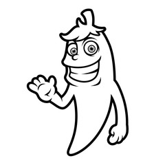 Cute red hot chilli pepper character illustration in cartoon style