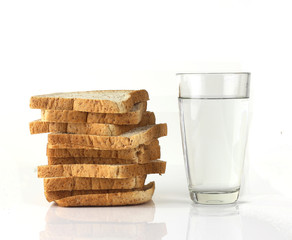 Stack of bread and water