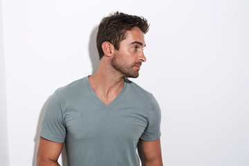 Obraz premium Handsome dude in grey, looking away