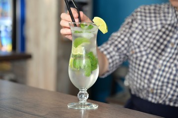 Refreshing Mojito Cocktail with Lime and Ic
