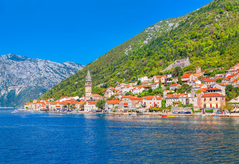 Fototapeta na wymiar landscape with Perast old Town in Montenegro 