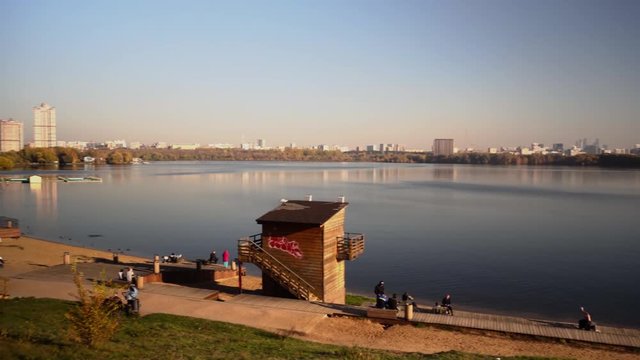 Cityscape of Moscow river, Strogino region