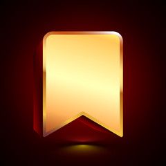 3D stylized Favourites icon. Golden vector icon. Isolated symbol illustration on dark background.