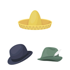 Isolated object of hat and cap icon. Collection of hat and model vector icon for stock.