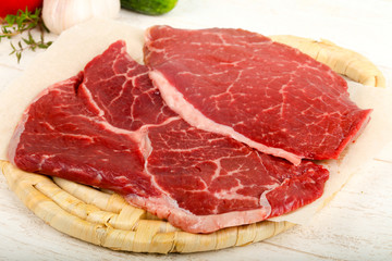 Raw beef steak