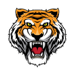 Roaring Tiger. Tiger Head Mascot Illustration Vector